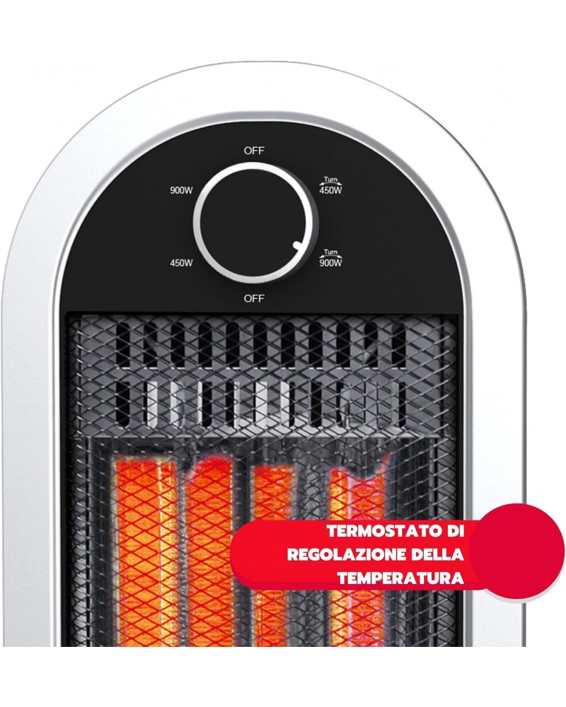 Stufa A Carbonio Infrarossi 900W Ardes - Riscaldatore Ambiente Bianco, 30 M³ - Foto 5